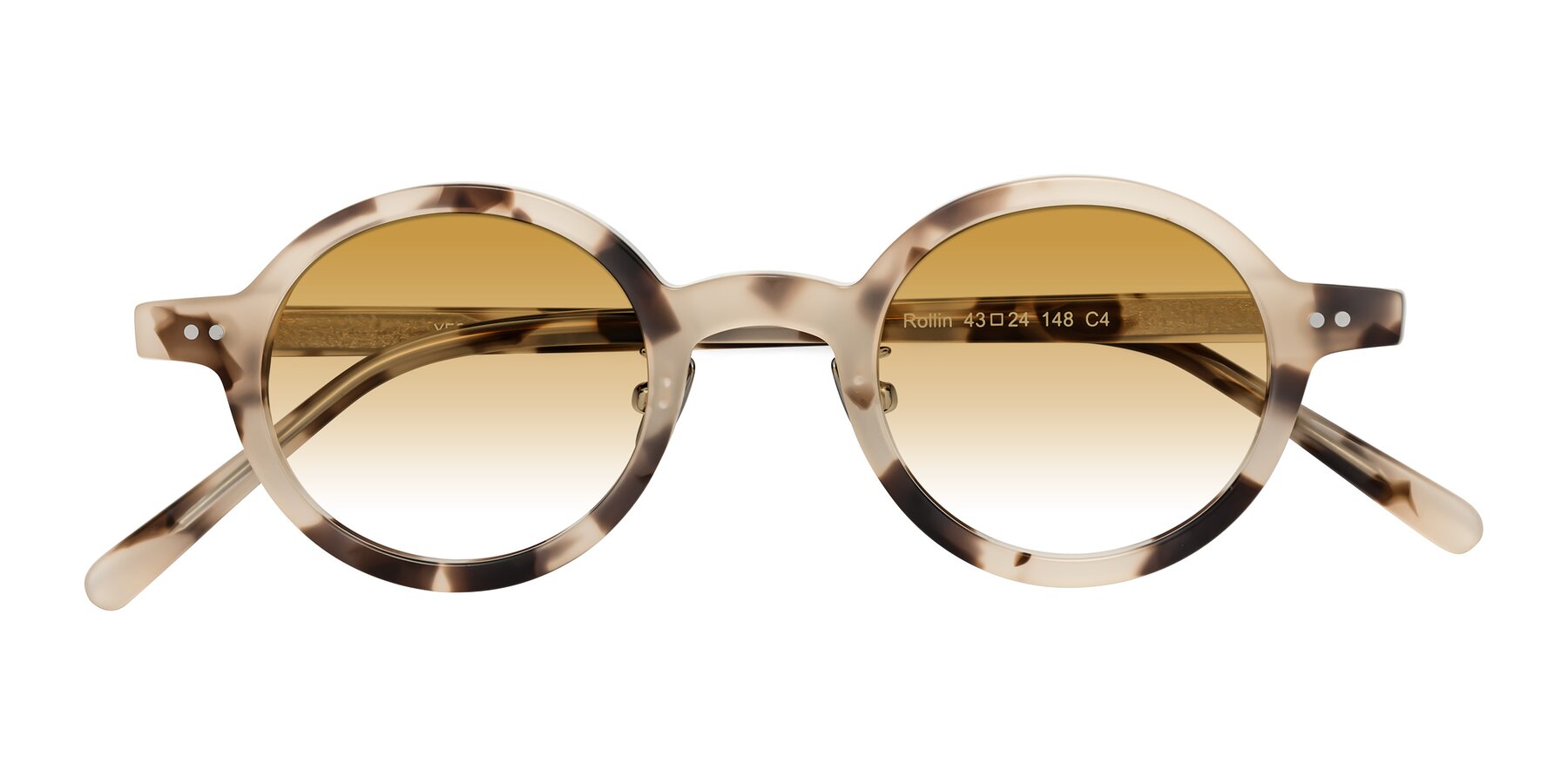 Folded Front of Rollin in Ivory Tortoise with Champagne Gradient Lenses