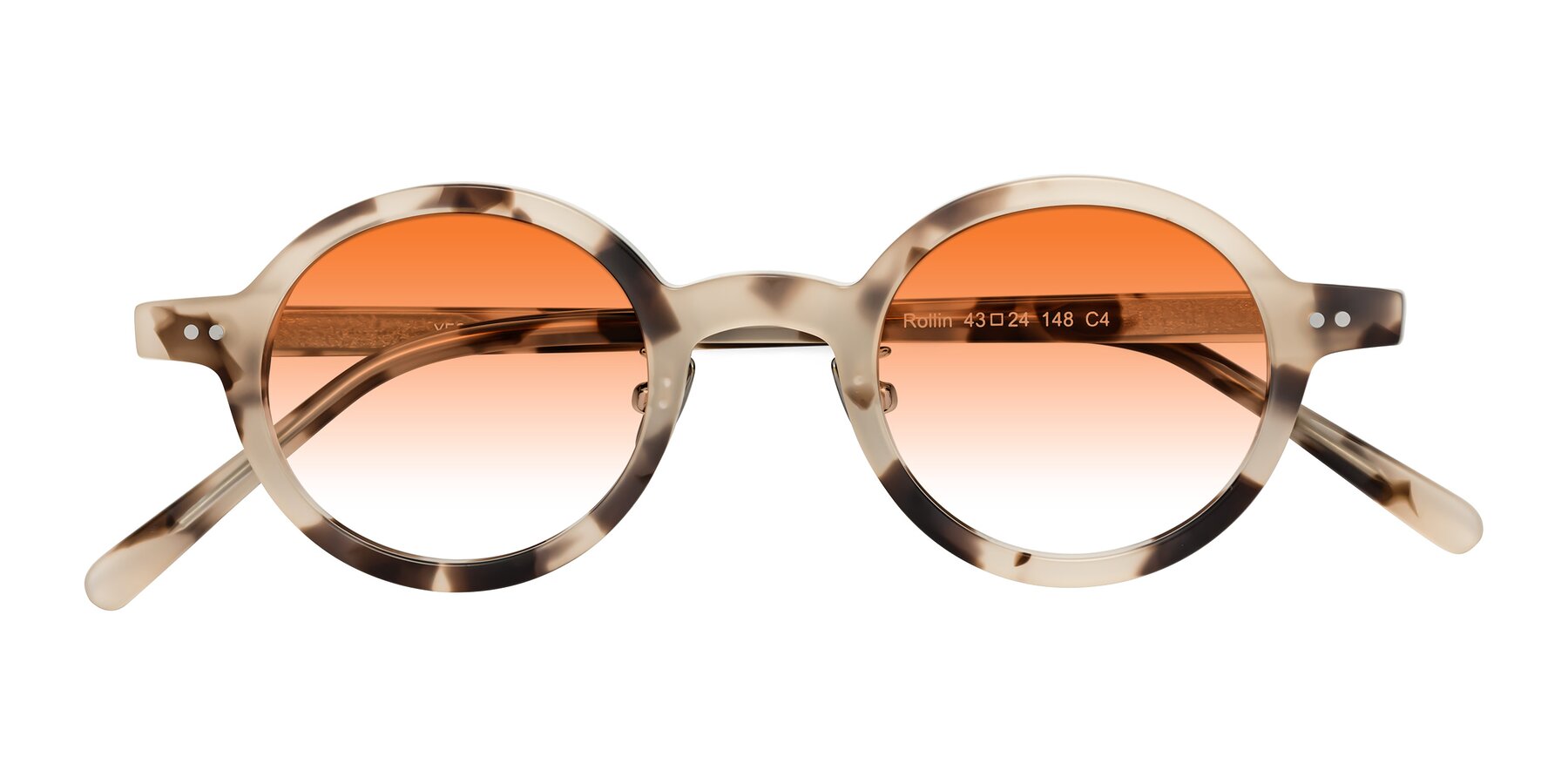 Folded Front of Rollin in Ivory Tortoise with Orange Gradient Lenses