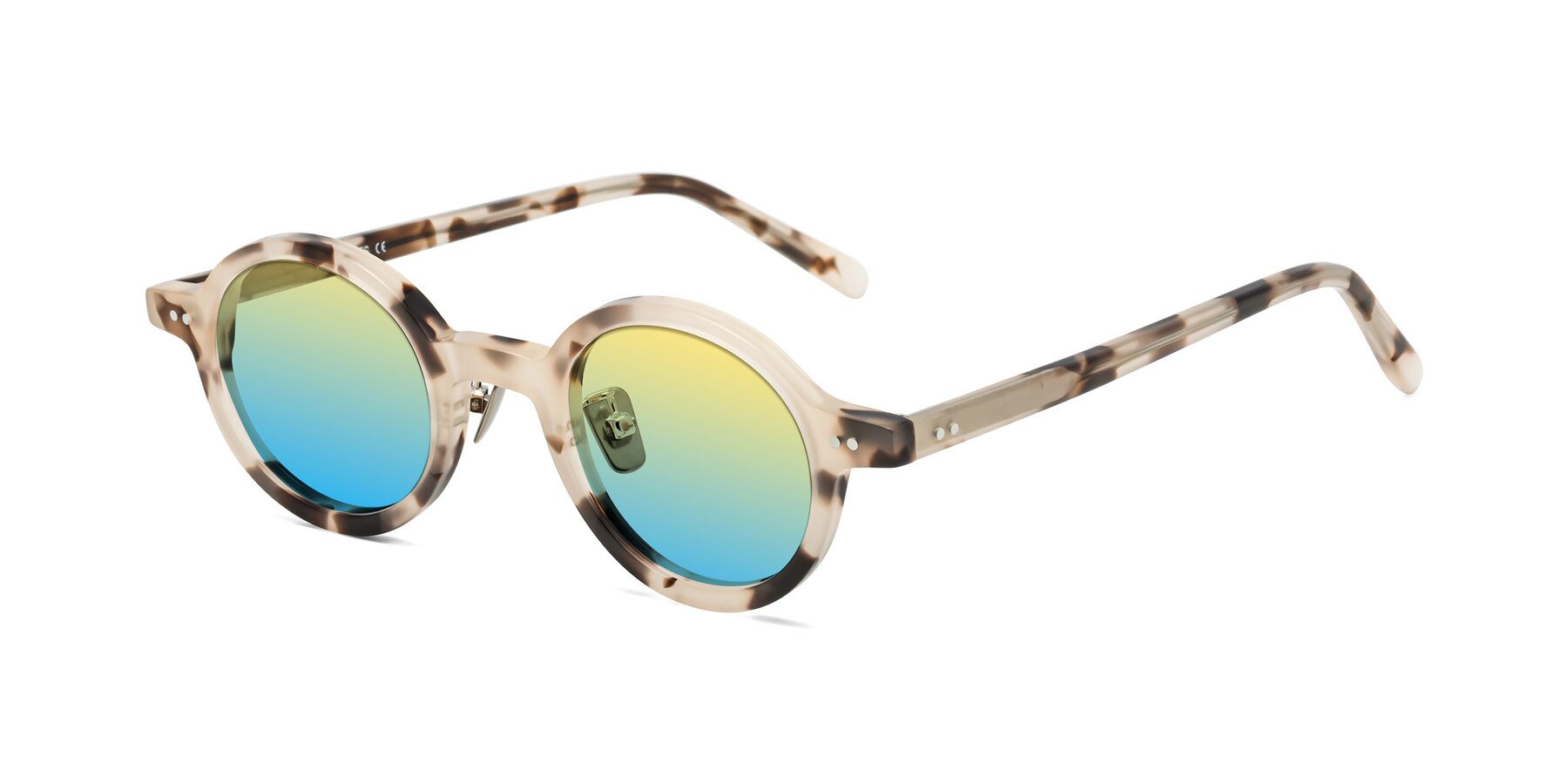 Angle of Rollin in Ivory Tortoise with Yellow / Blue Gradient Lenses