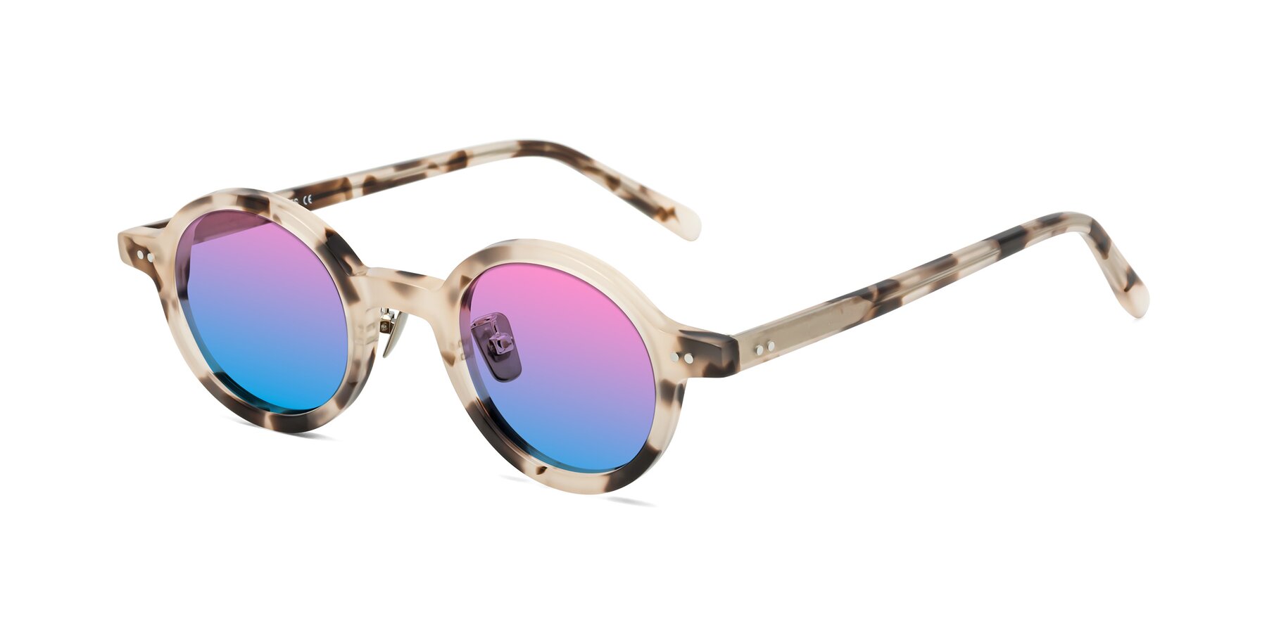 Angle of Rollin in Ivory Tortoise with Pink / Blue Gradient Lenses