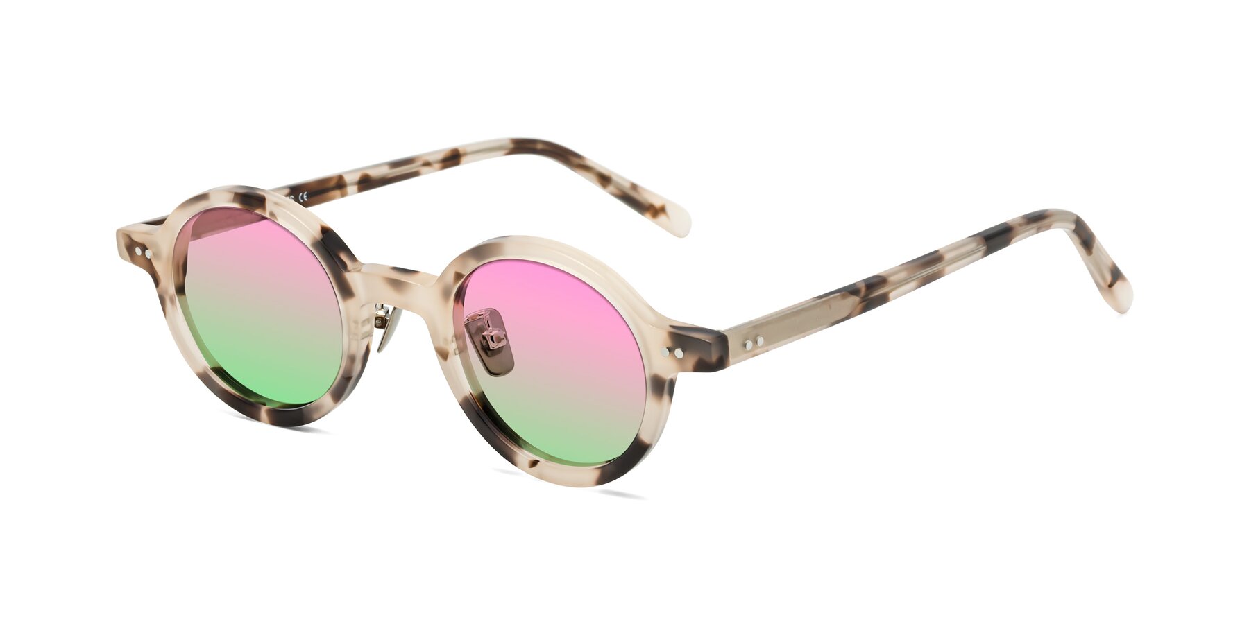 Angle of Rollin in Ivory Tortoise with Pink / Green Gradient Lenses