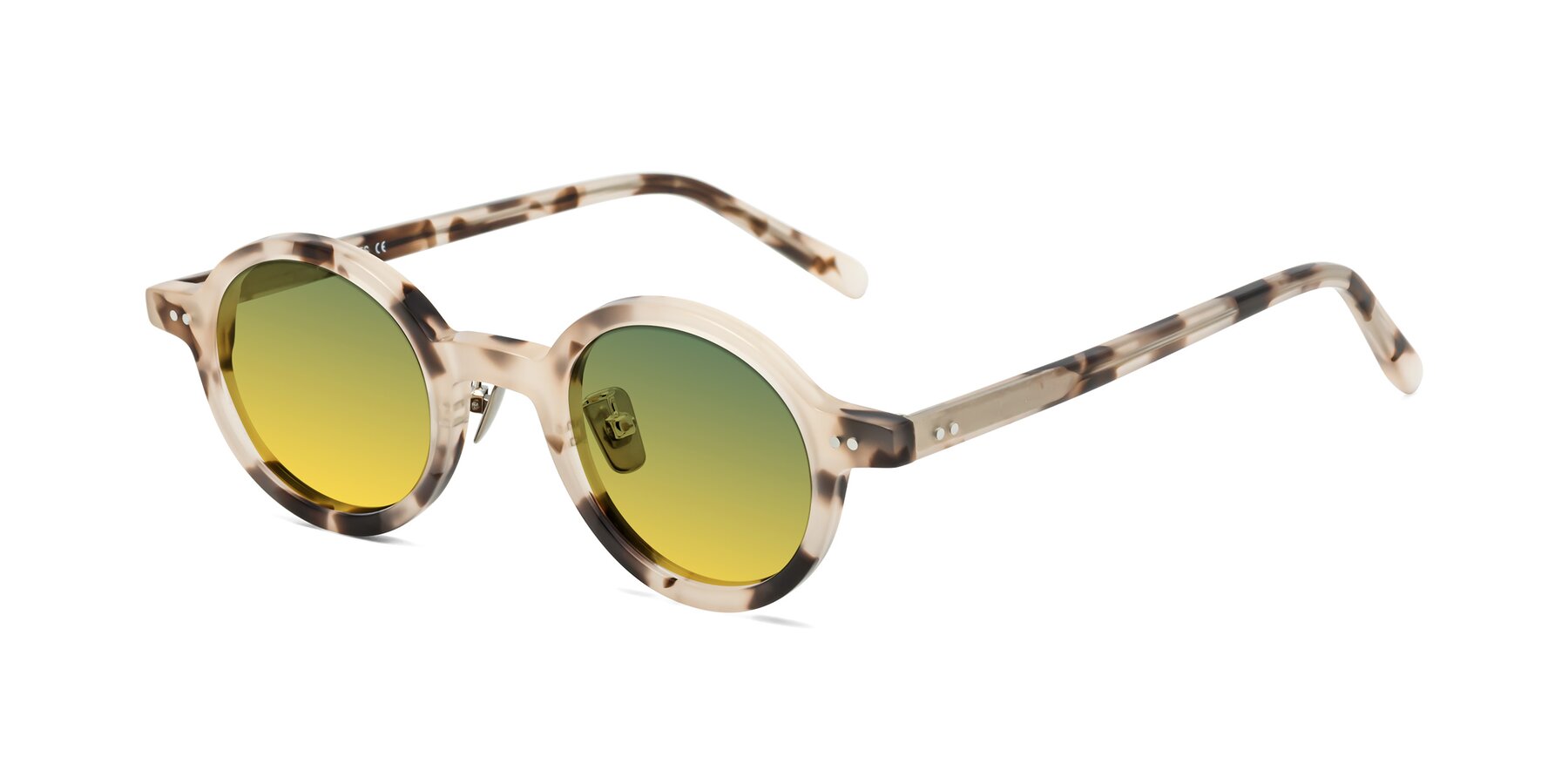 Angle of Rollin in Ivory Tortoise with Green / Yellow Gradient Lenses