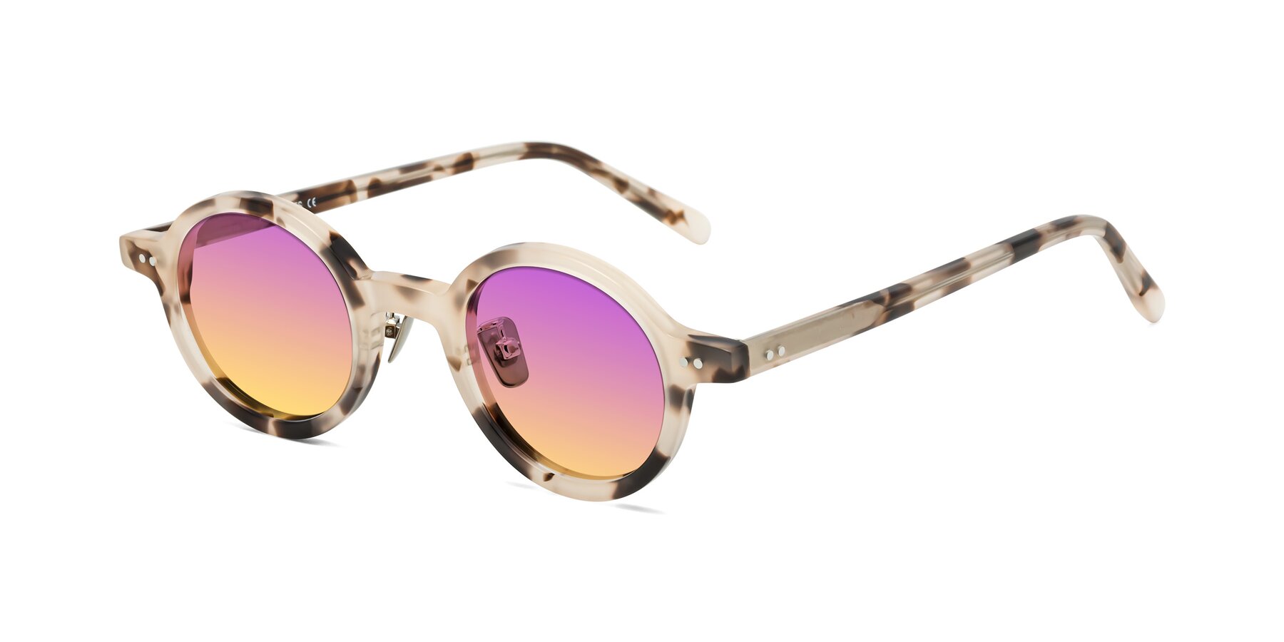 Angle of Rollin in Ivory Tortoise with Purple / Yellow Gradient Lenses