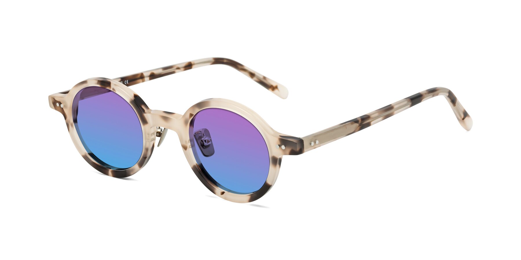 Angle of Rollin in Ivory Tortoise with Purple / Blue Gradient Lenses