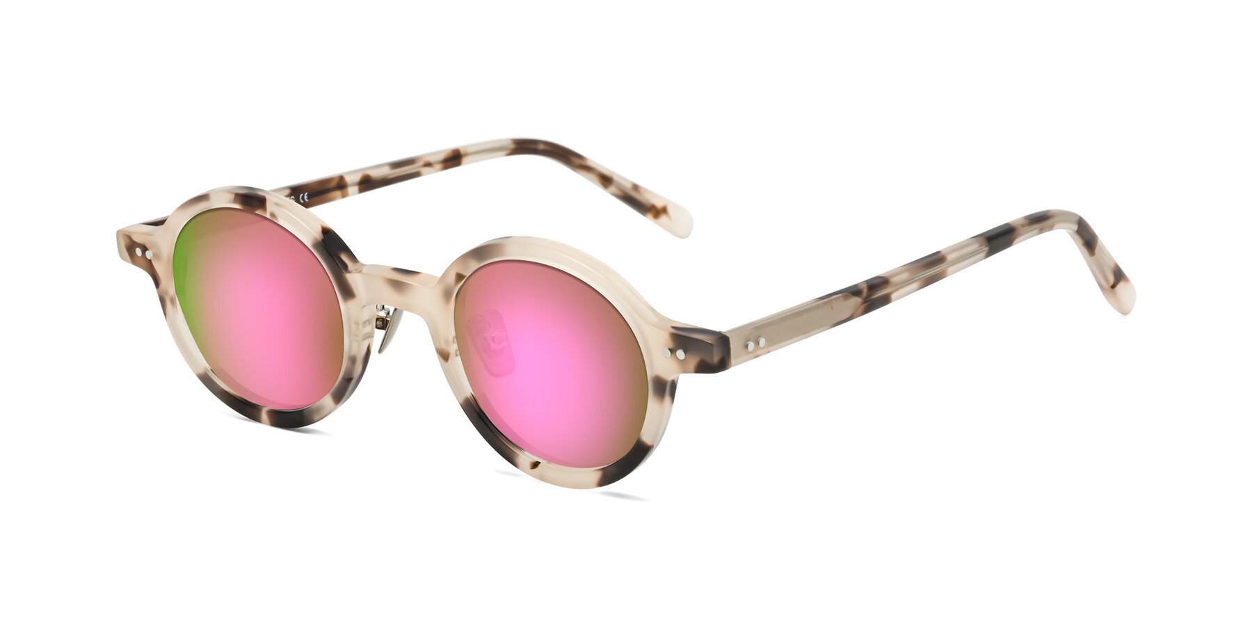 Angle of Rollin in Ivory Tortoise with Pink Mirrored Lenses
