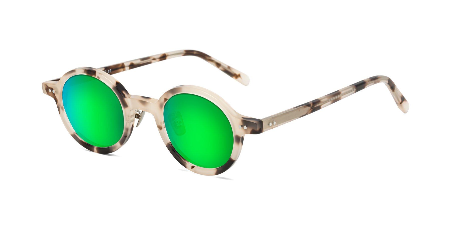 Angle of Rollin in Ivory Tortoise with Green Mirrored Lenses