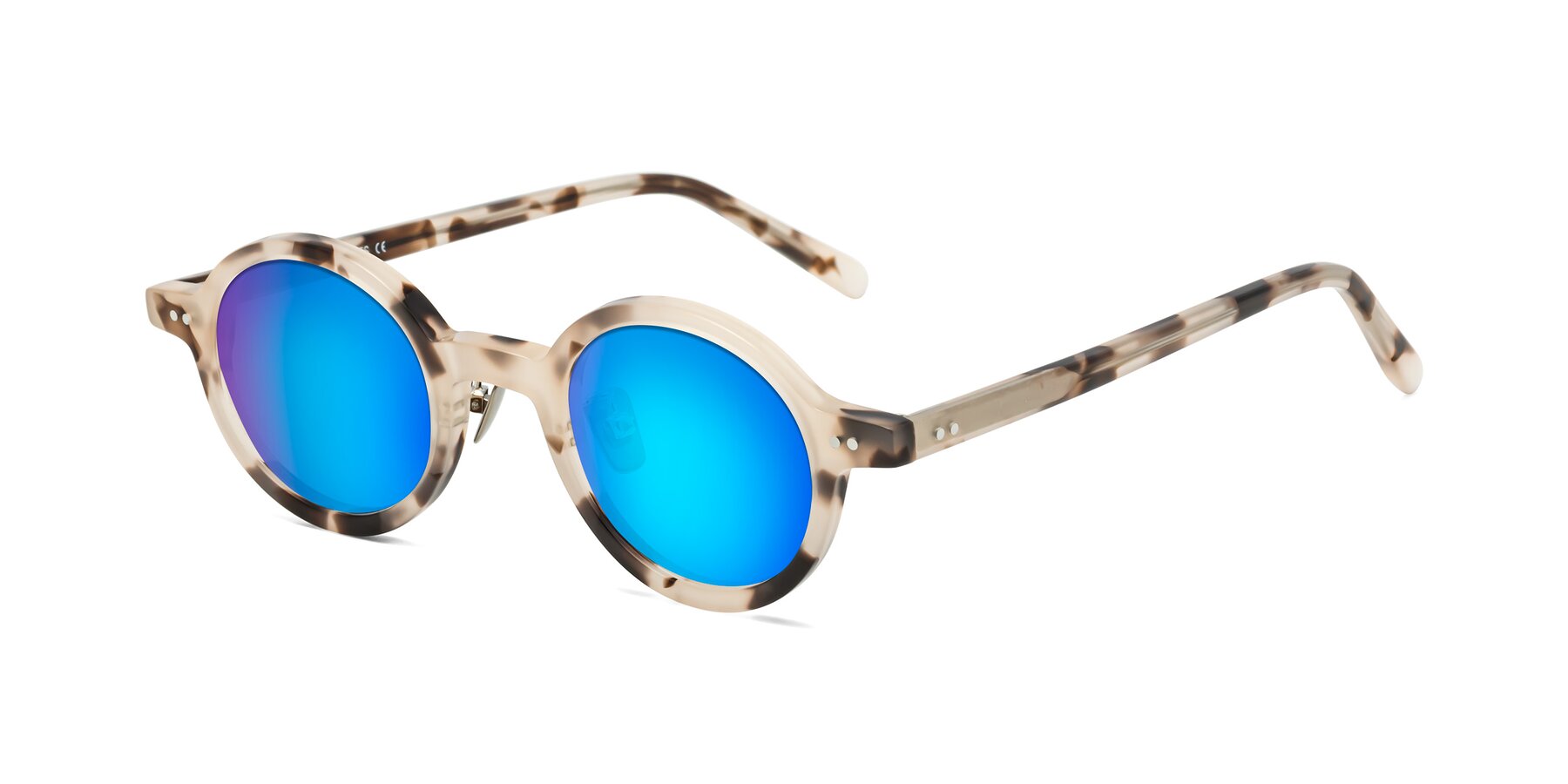 Angle of Rollin in Ivory Tortoise with Blue Mirrored Lenses