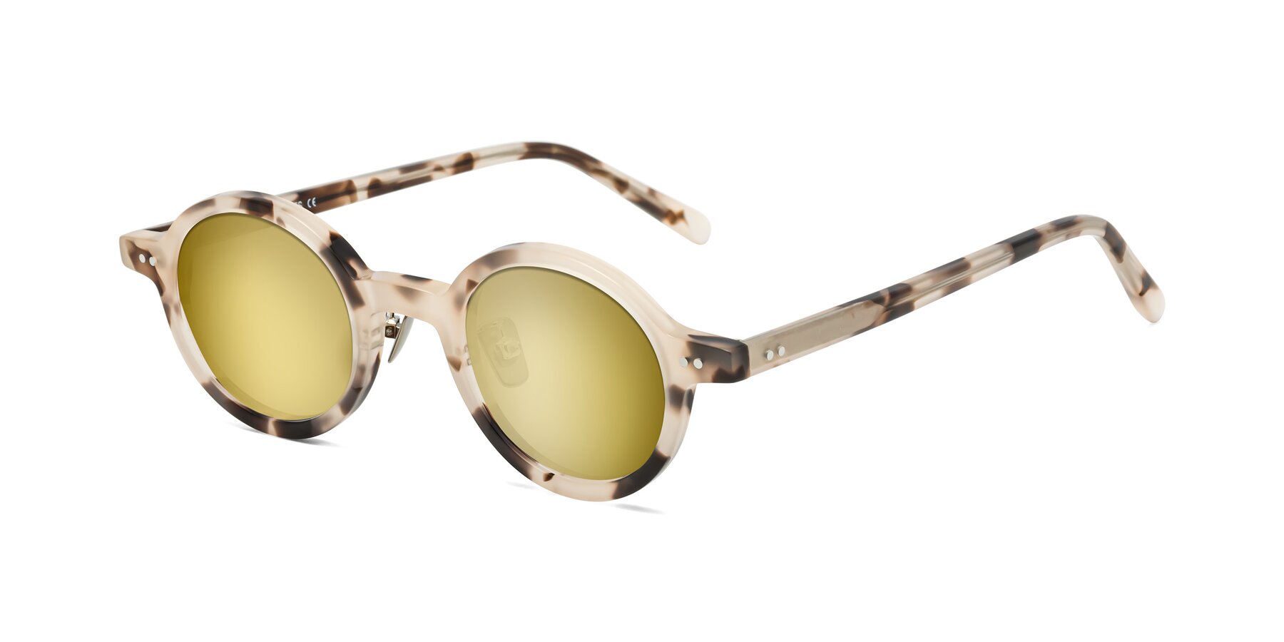 Angle of Rollin in Ivory Tortoise with Gold Mirrored Lenses