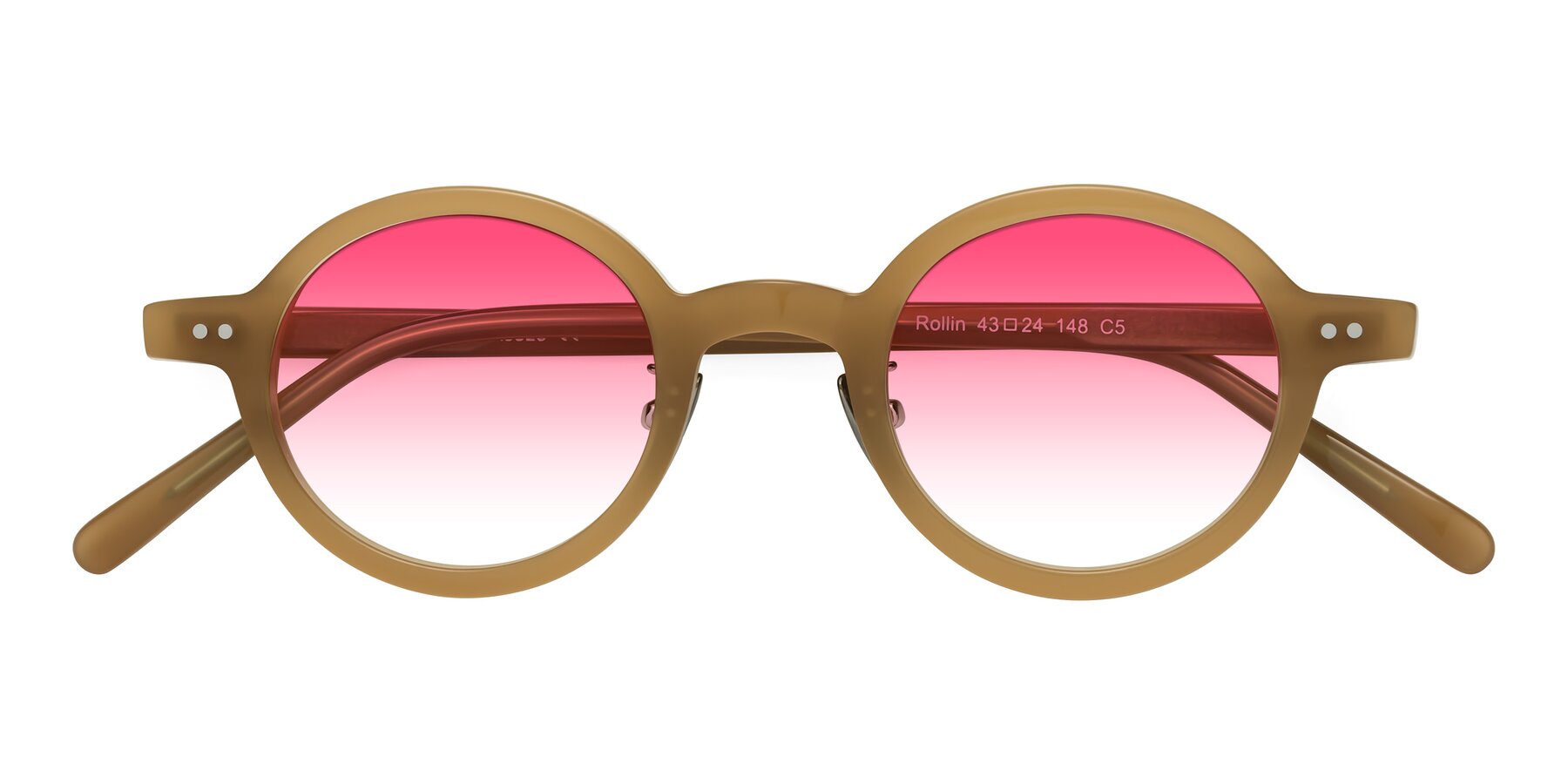 Folded Front of Rollin in Caramel with Pink Gradient Lenses
