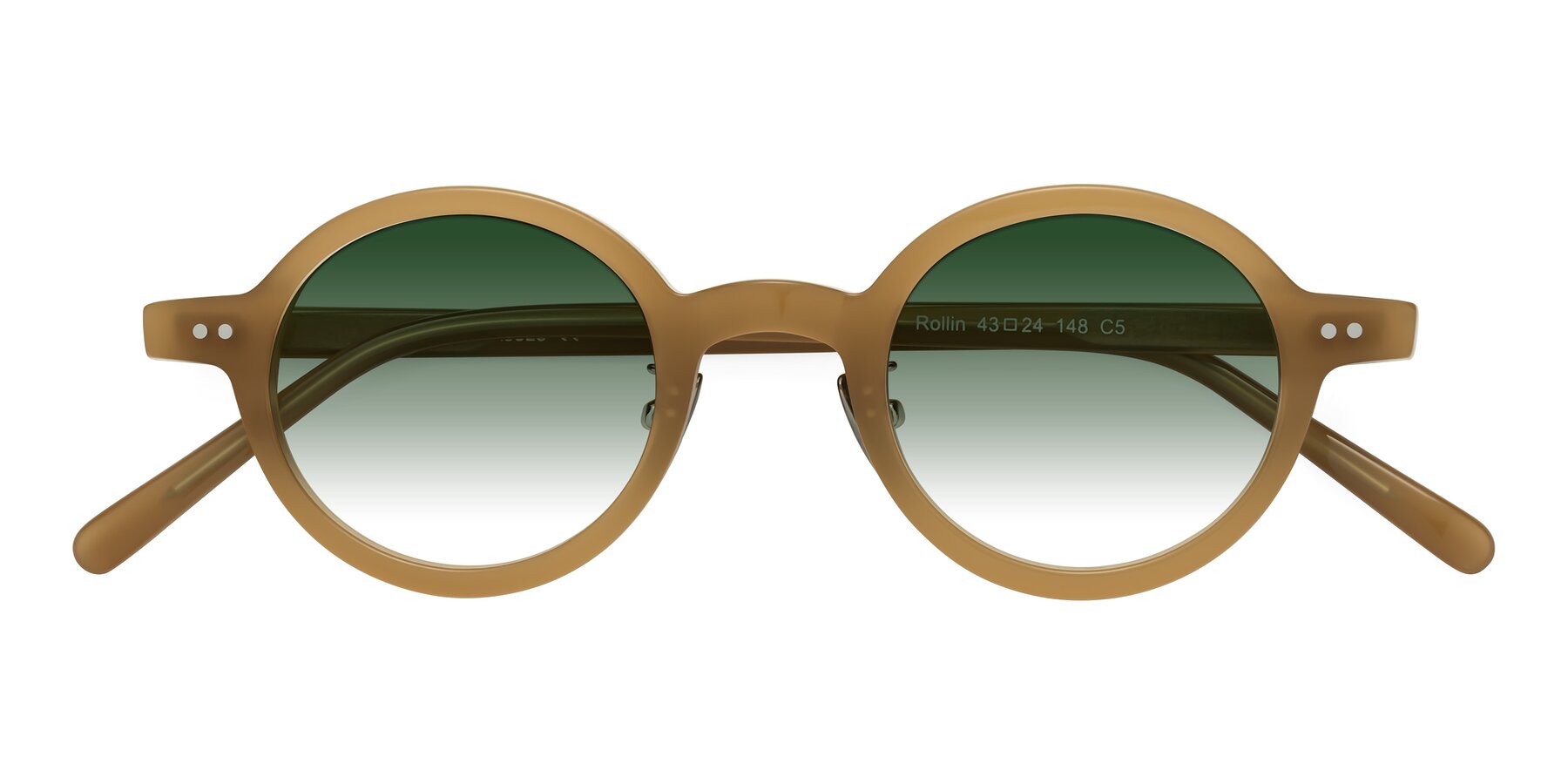 Folded Front of Rollin in Caramel with Green Gradient Lenses