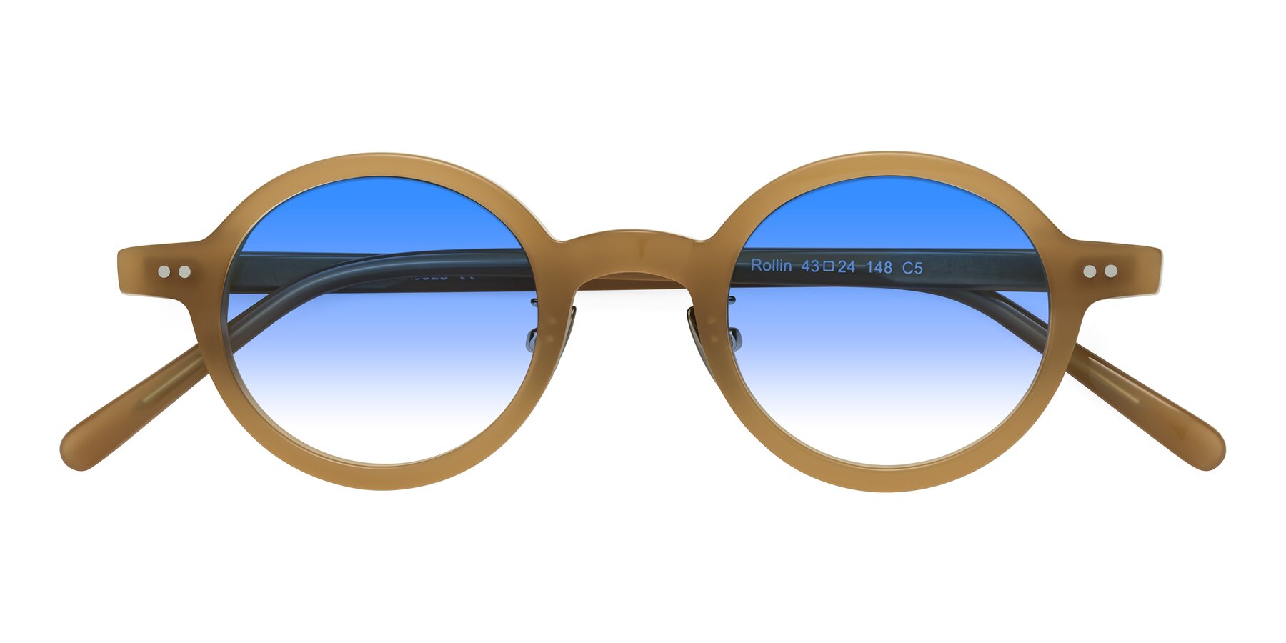 Folded Front of Rollin in Caramel with Blue Gradient Lenses