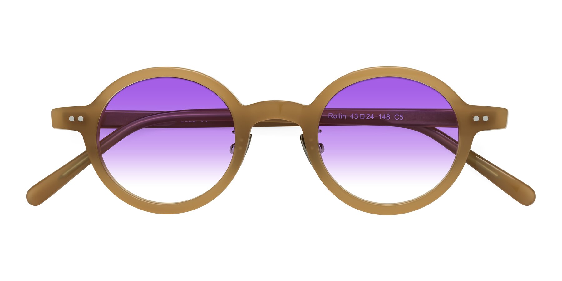 Folded Front of Rollin in Caramel with Purple Gradient Lenses