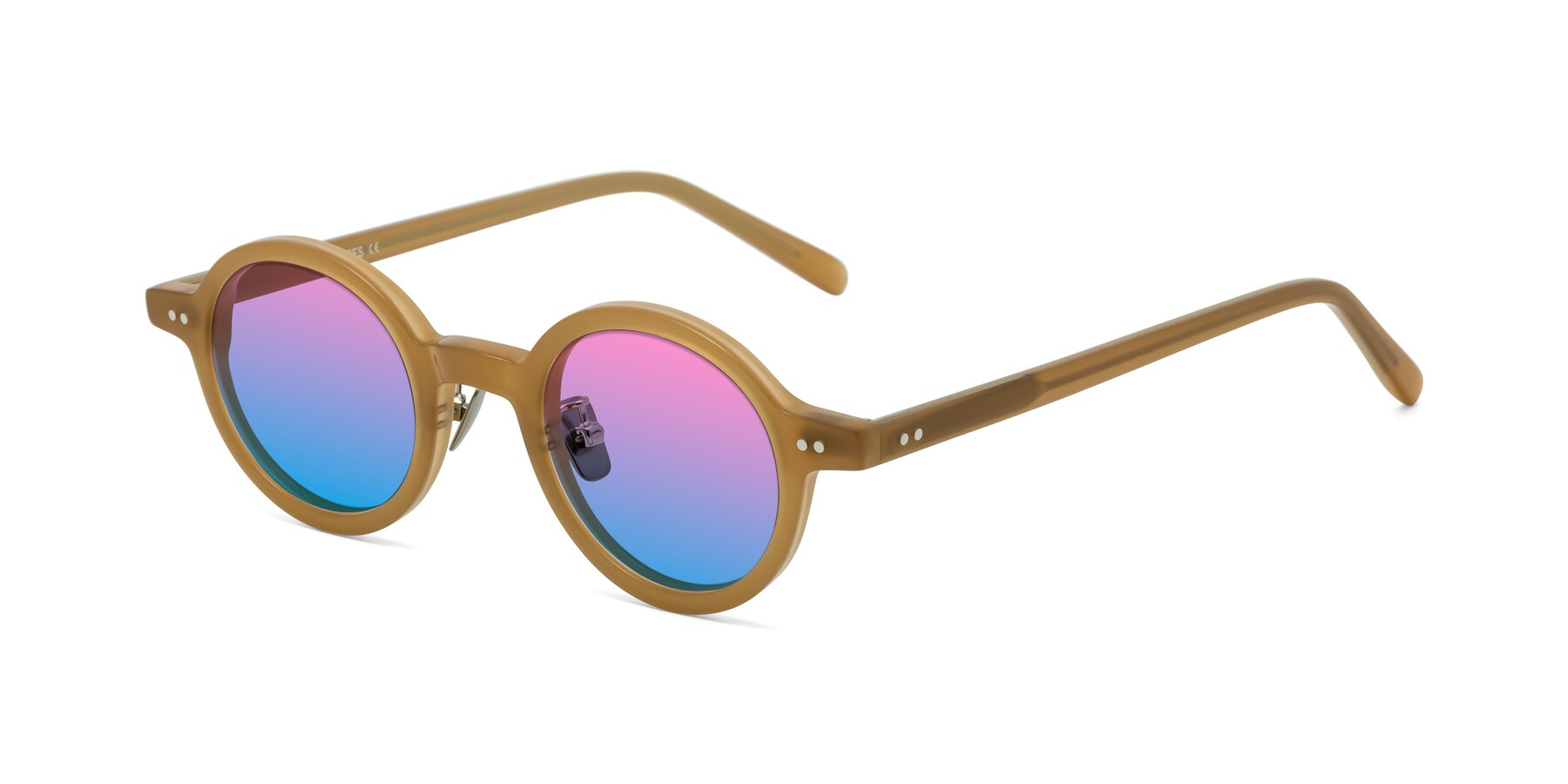 Angle of Rollin in Caramel with Pink / Blue Gradient Lenses