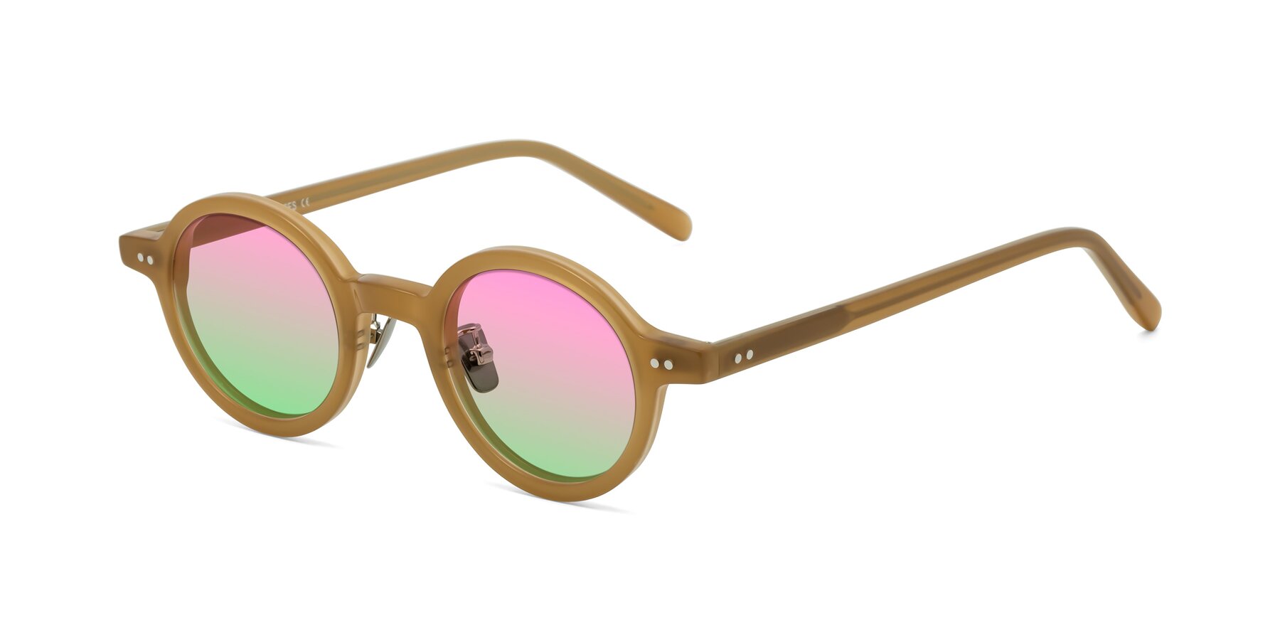 Angle of Rollin in Caramel with Pink / Green Gradient Lenses