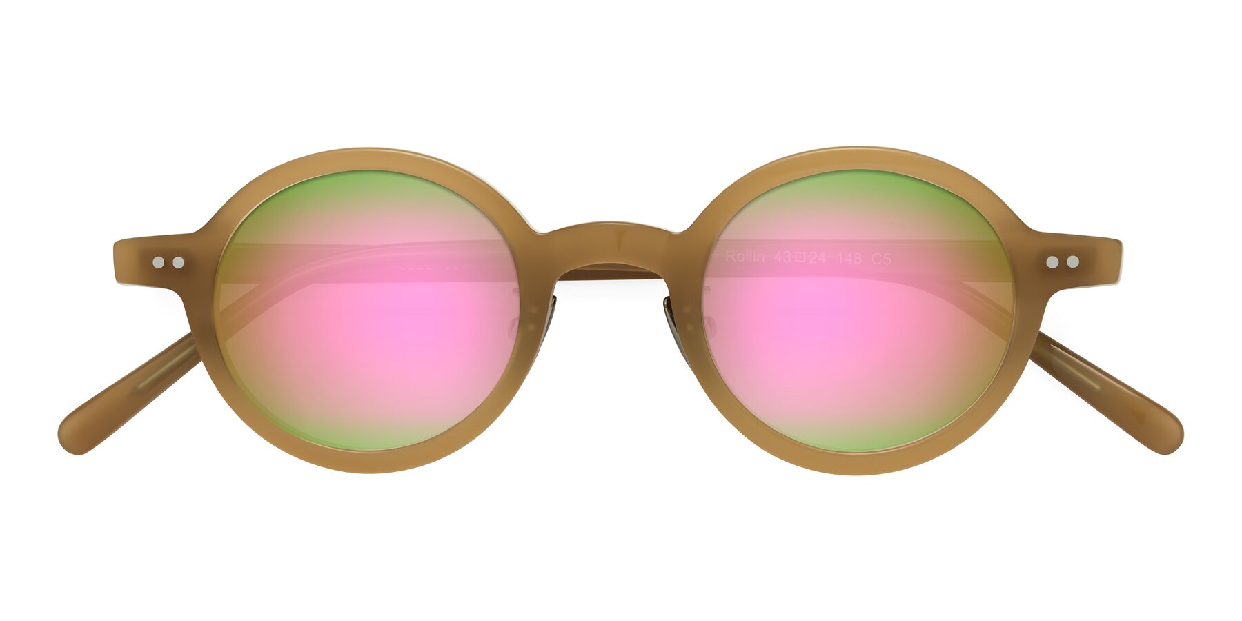 Folded Front of Rollin in Caramel with Pink Mirrored Lenses
