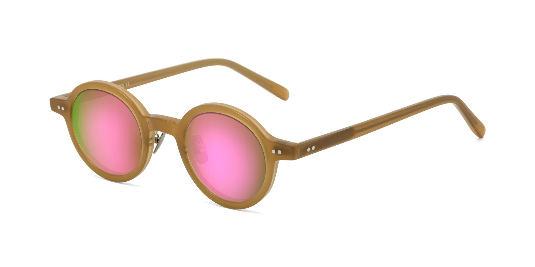 Angle of Rollin in Caramel with Pink Mirrored Lenses