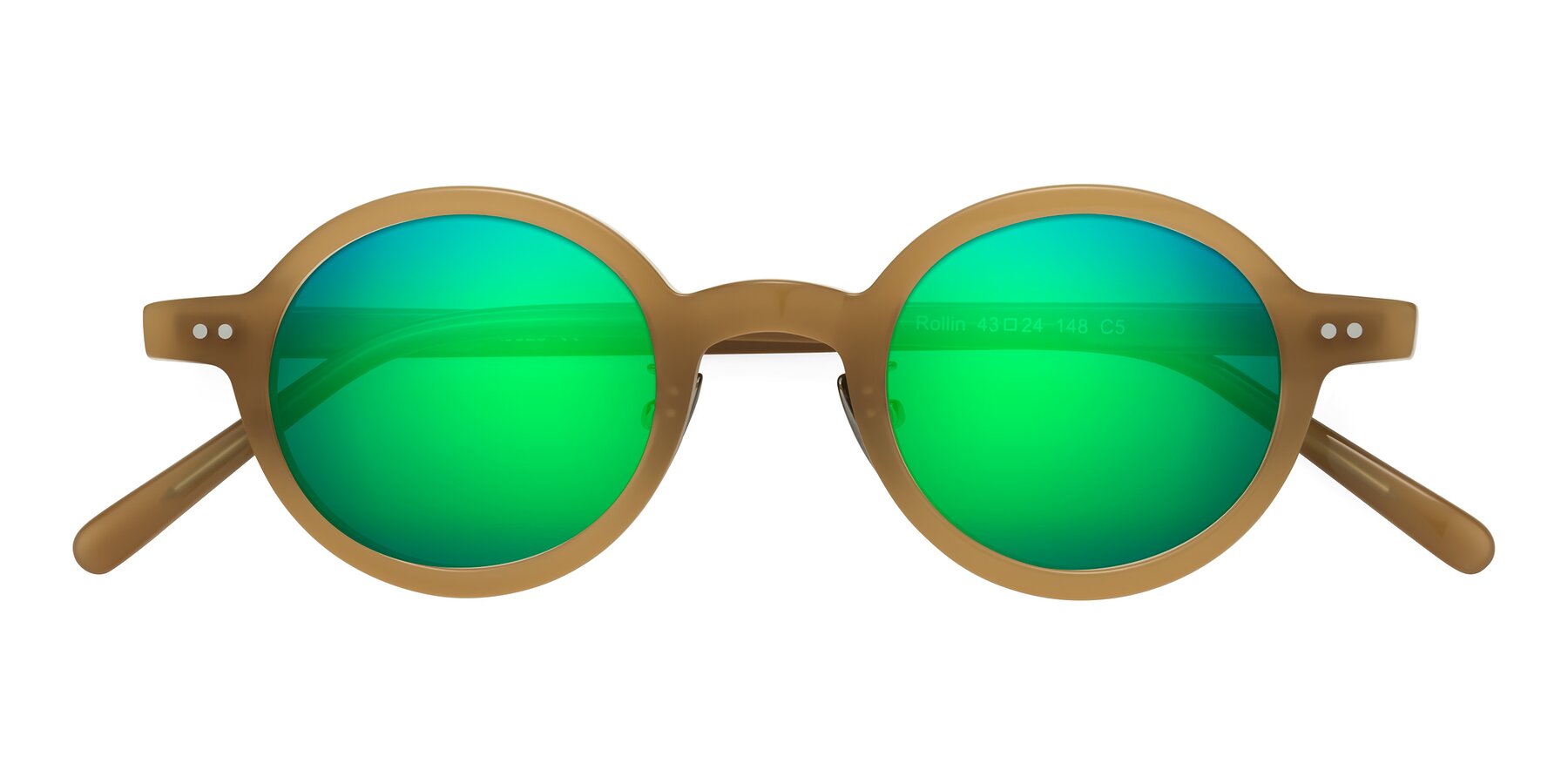 Folded Front of Rollin in Caramel with Green Mirrored Lenses