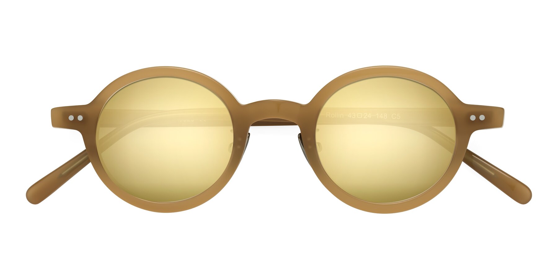Folded Front of Rollin in Caramel with Gold Mirrored Lenses