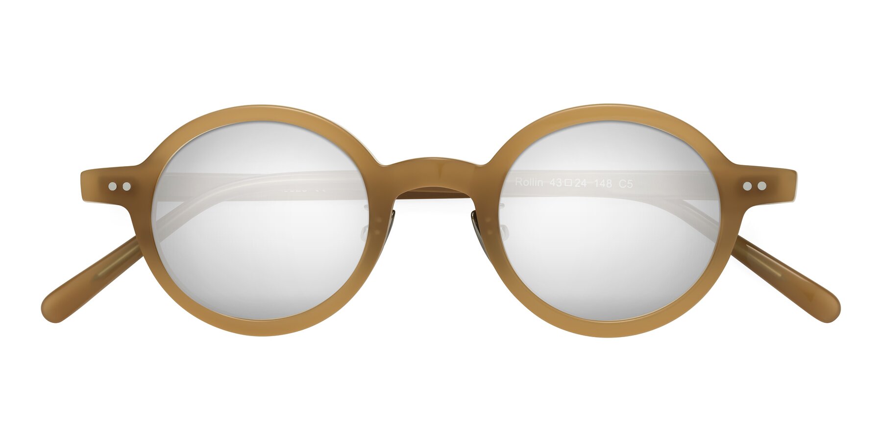 Folded Front of Rollin in Caramel with Silver Mirrored Lenses