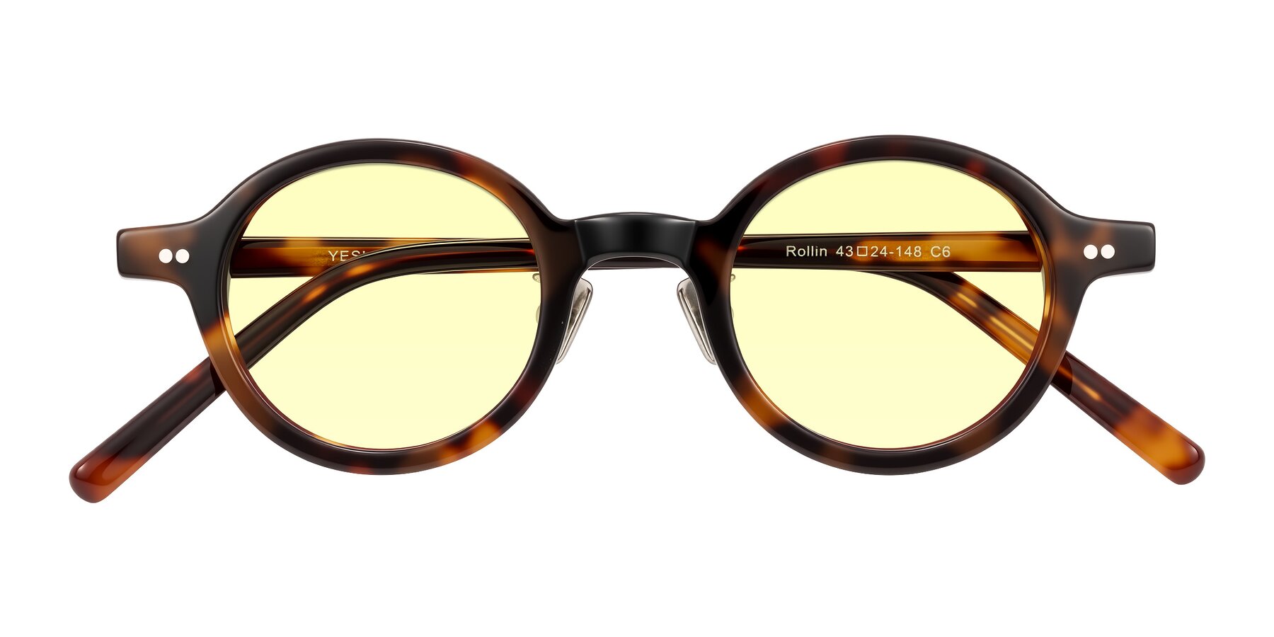 Folded Front of Rollin in Tortoise with Light Yellow Tinted Lenses