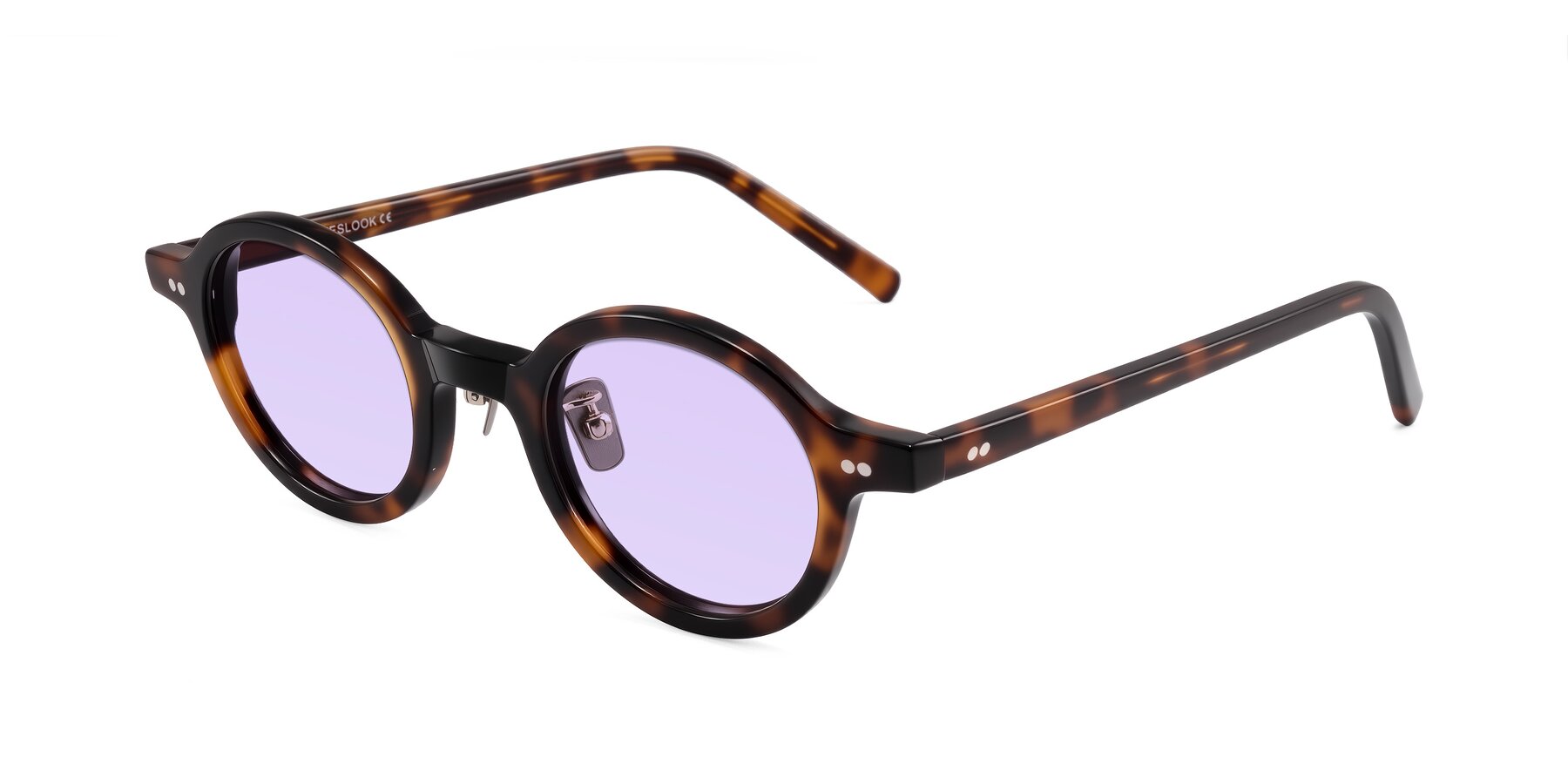 Angle of Rollin in Tortoise with Light Purple Tinted Lenses