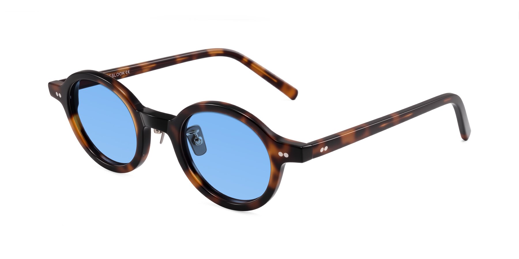 Angle of Rollin in Tortoise with Medium Blue Tinted Lenses