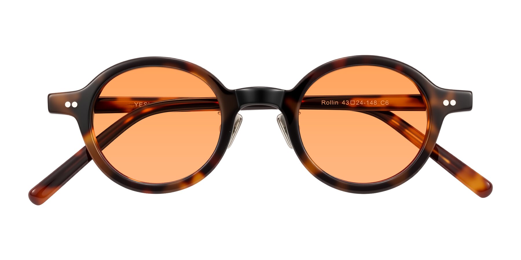 Folded Front of Rollin in Tortoise with Medium Orange Tinted Lenses