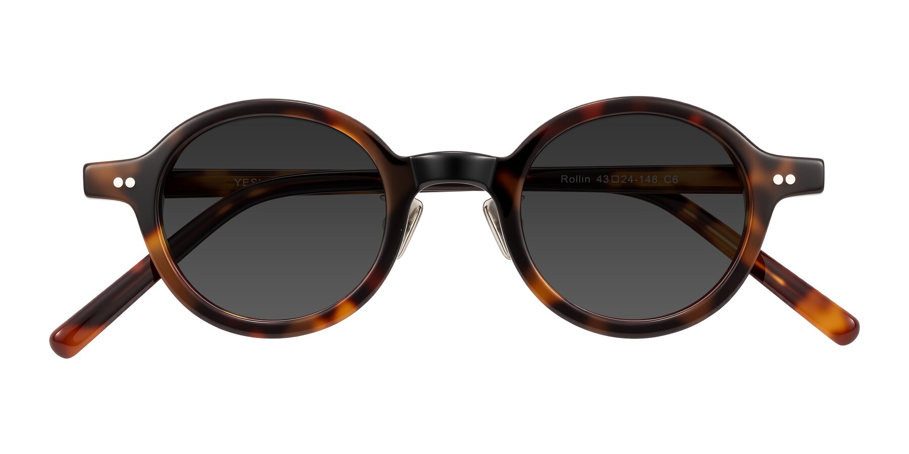 Folded Front of Rollin in Tortoise with Gray Tinted Lenses