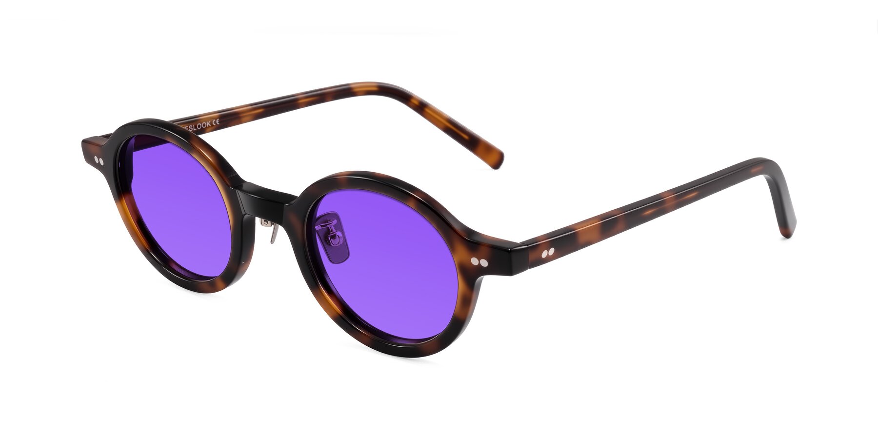 Angle of Rollin in Tortoise with Purple Tinted Lenses