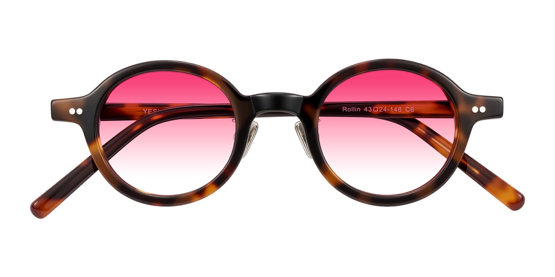 Folded Front of Rollin in Tortoise with Pink Gradient Lenses