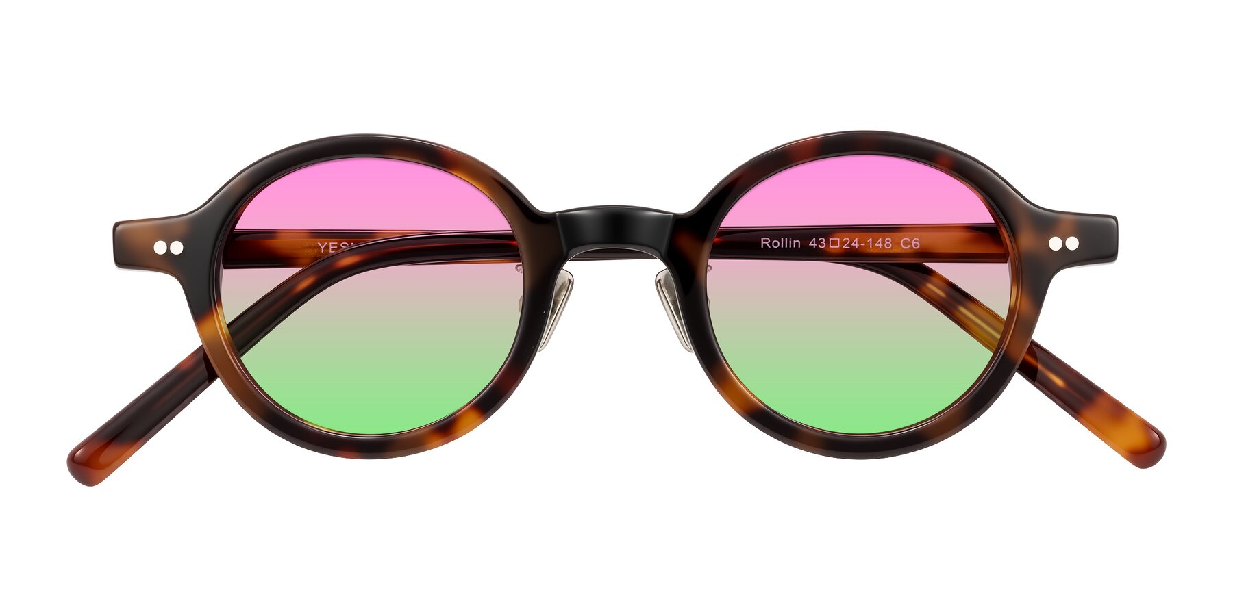 Folded Front of Rollin in Tortoise with Pink / Green Gradient Lenses