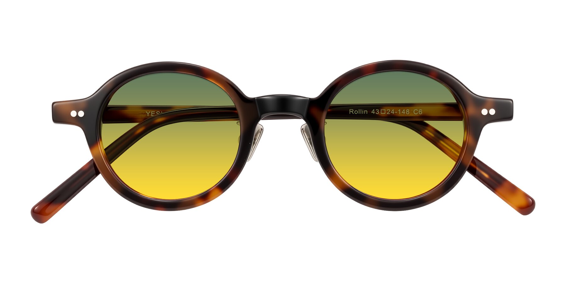 Folded Front of Rollin in Tortoise with Green / Yellow Gradient Lenses