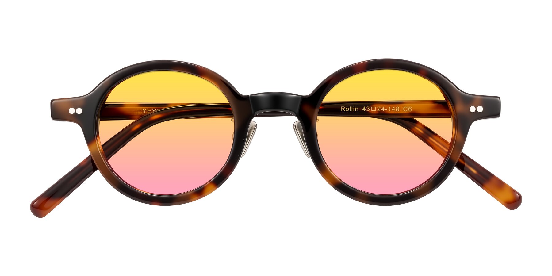 Folded Front of Rollin in Tortoise with Yellow / Pink Gradient Lenses