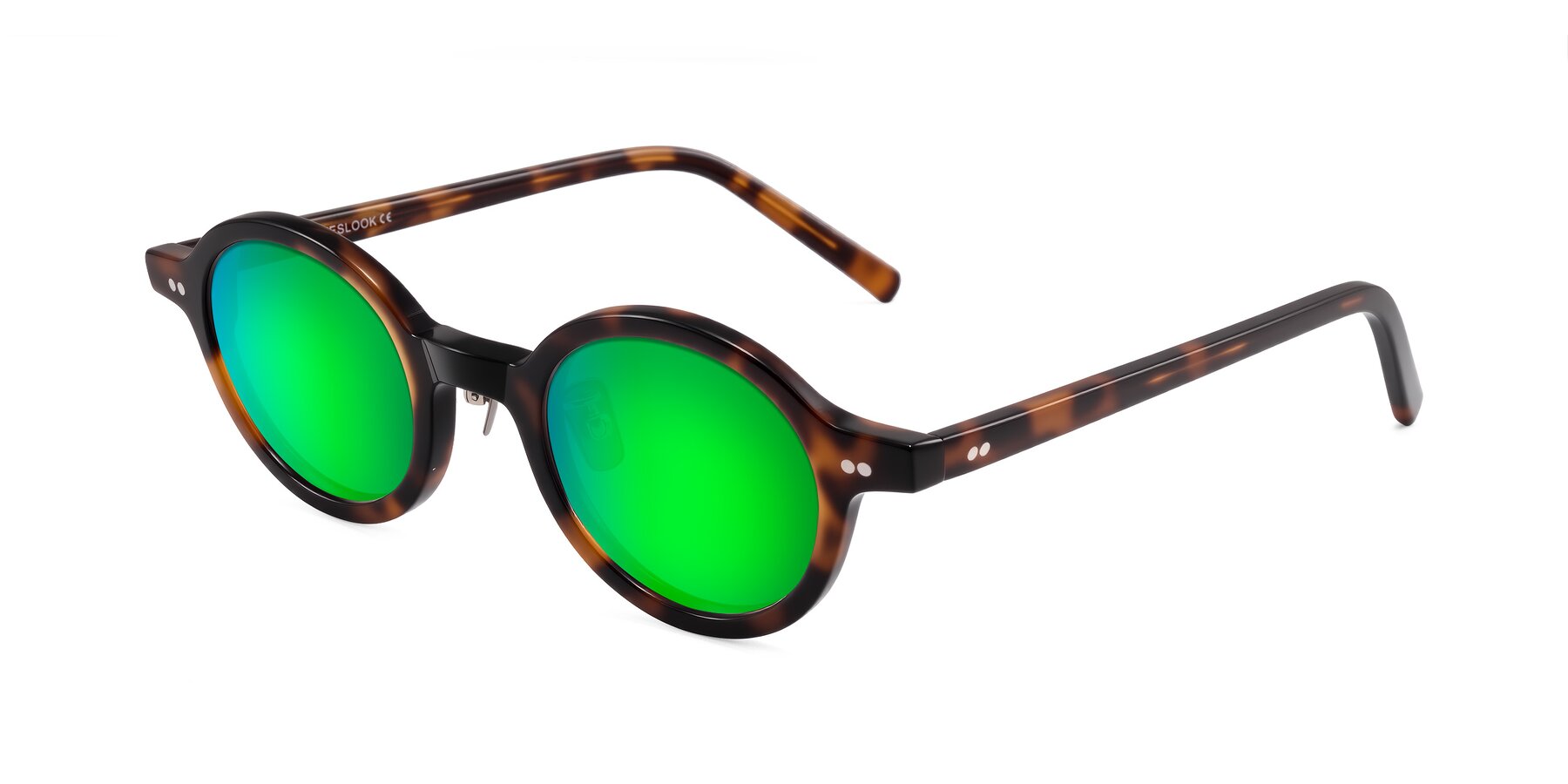 Angle of Rollin in Tortoise with Green Mirrored Lenses