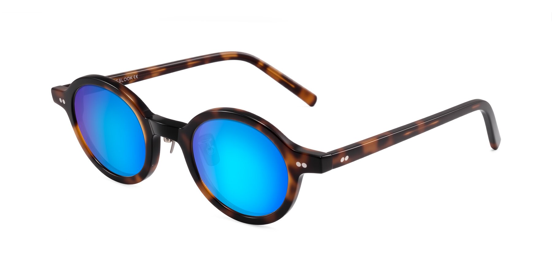 Angle of Rollin in Tortoise with Blue Mirrored Lenses