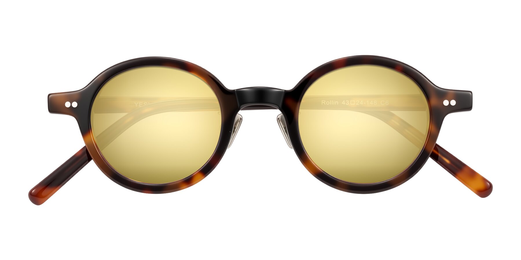 Folded Front of Rollin in Tortoise with Gold Mirrored Lenses