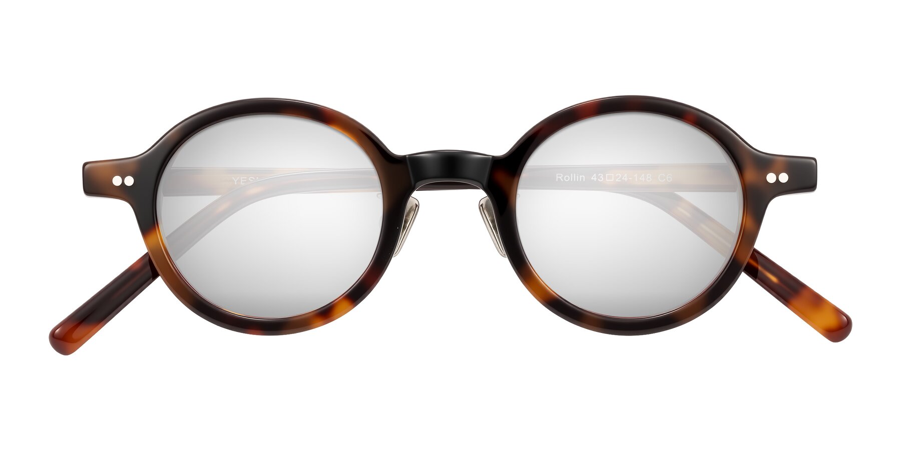 Folded Front of Rollin in Tortoise with Silver Mirrored Lenses