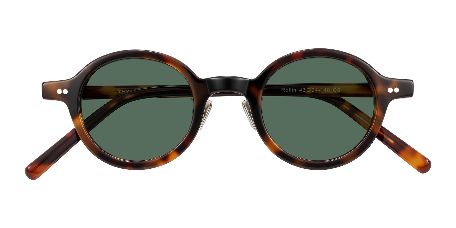 Folded Front of Rollin in Tortoise with Green Polarized Lenses
