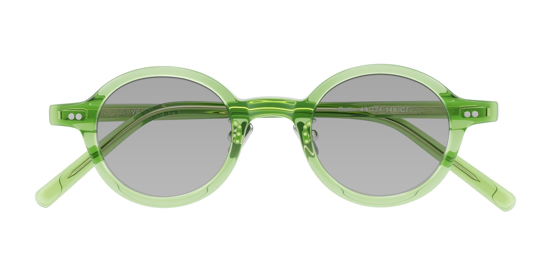 Folded Front of Rollin in Transparent Green with Light Gray Tinted Lenses
