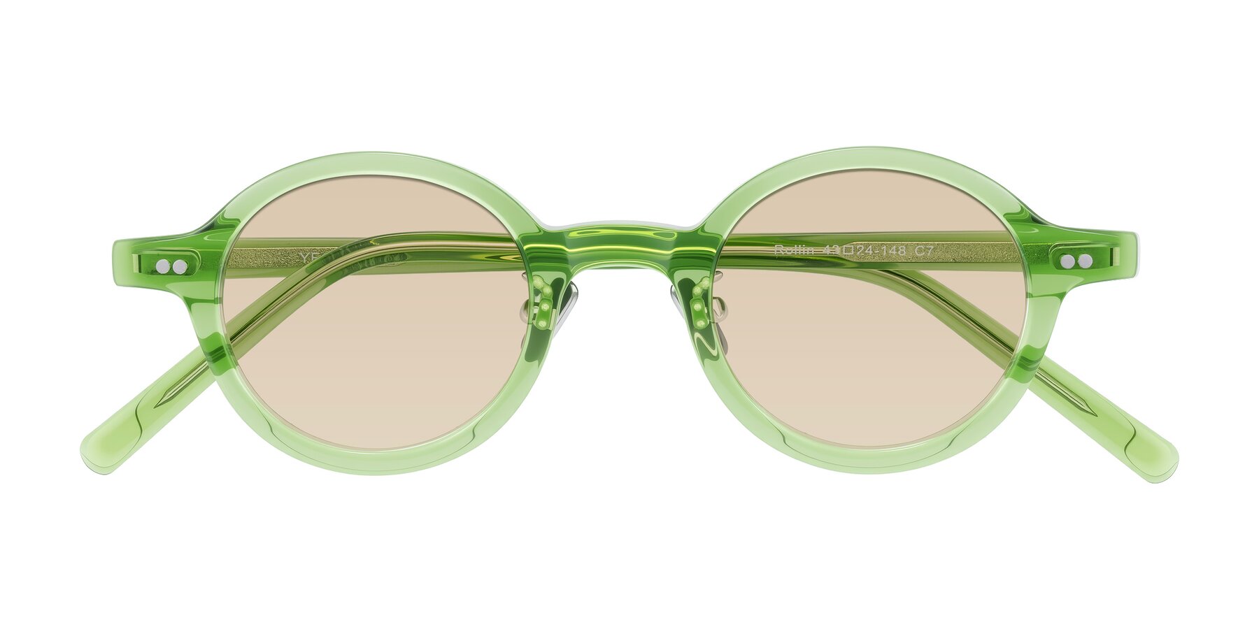 Folded Front of Rollin in Transparent Green with Light Brown Tinted Lenses