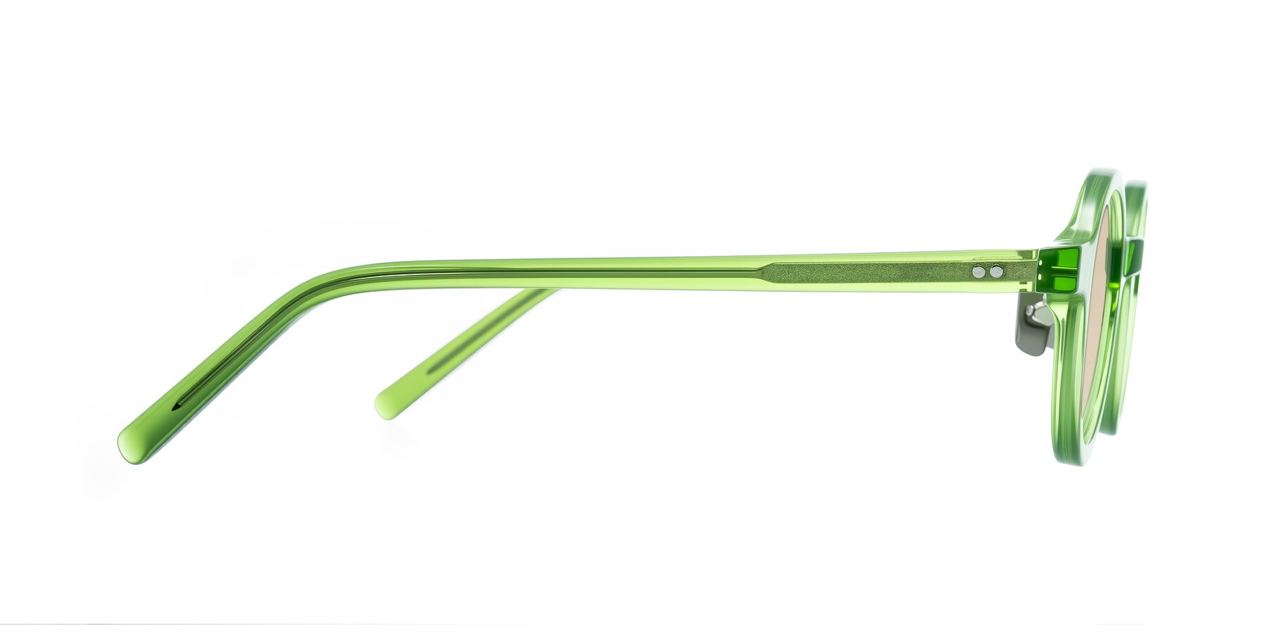 Side of Rollin in Transparent Green with Light Brown Tinted Lenses