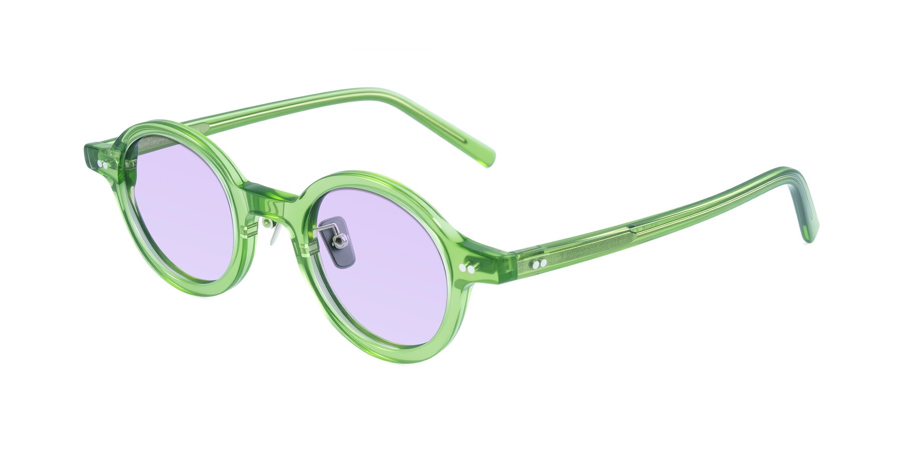 Angle of Rollin in Transparent Green with Light Purple Tinted Lenses