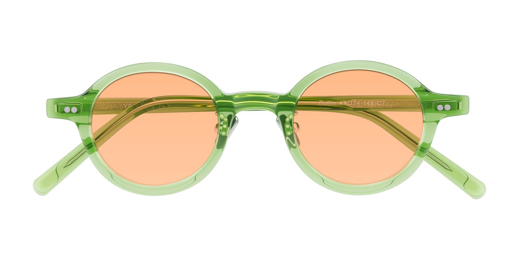 Folded Front of Rollin in Transparent Green with Light Orange Tinted Lenses