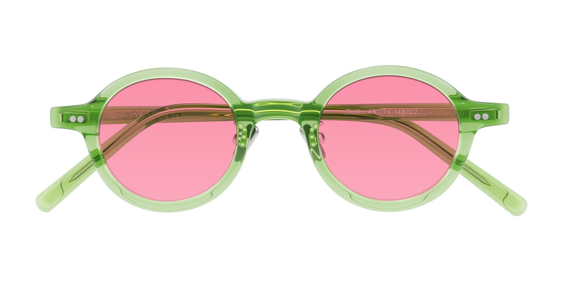 Folded Front of Rollin in Transparent Green with Pink Tinted Lenses