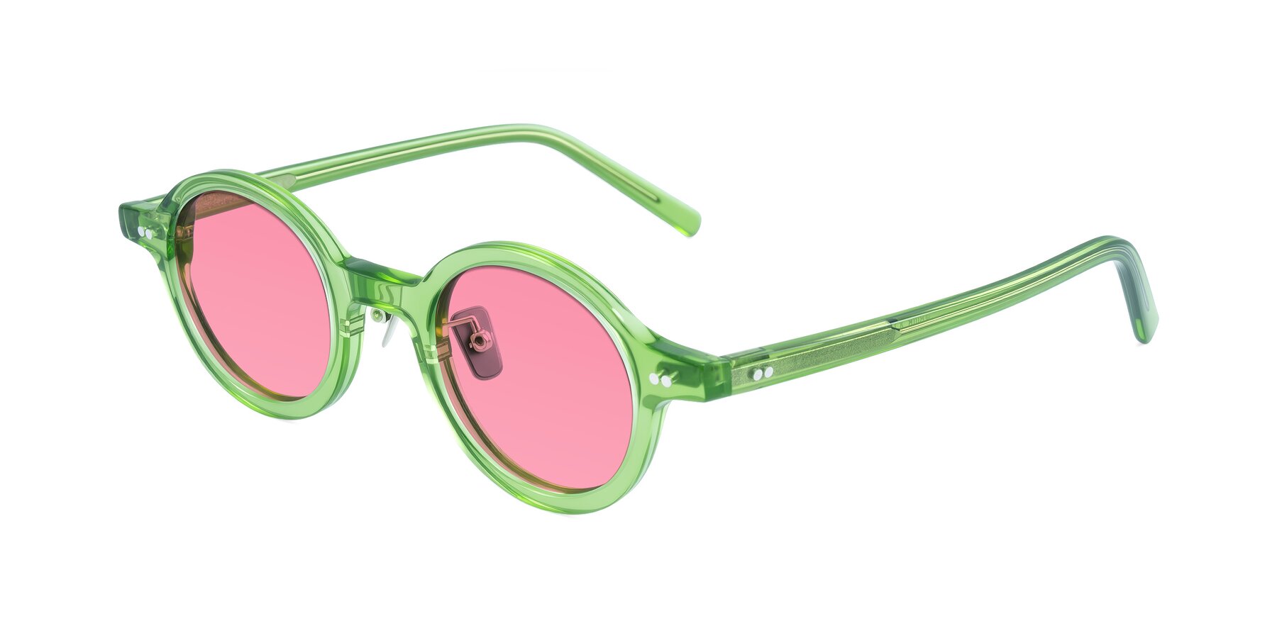 Angle of Rollin in Transparent Green with Pink Tinted Lenses