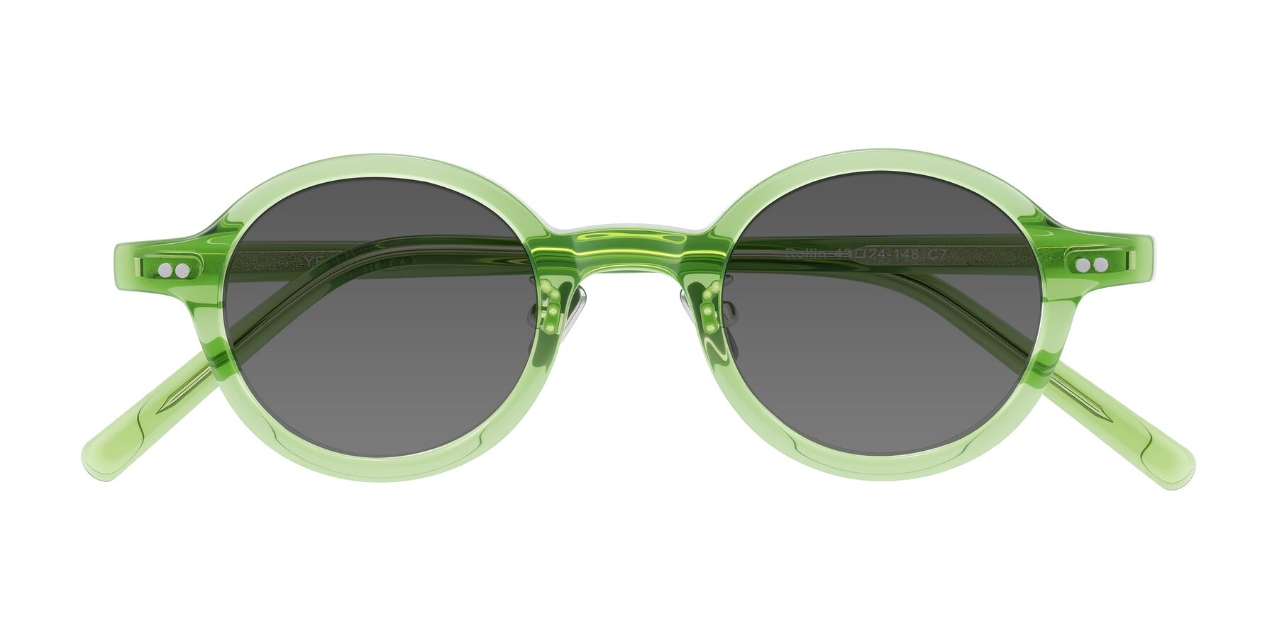 Folded Front of Rollin in Transparent Green with Medium Gray Tinted Lenses