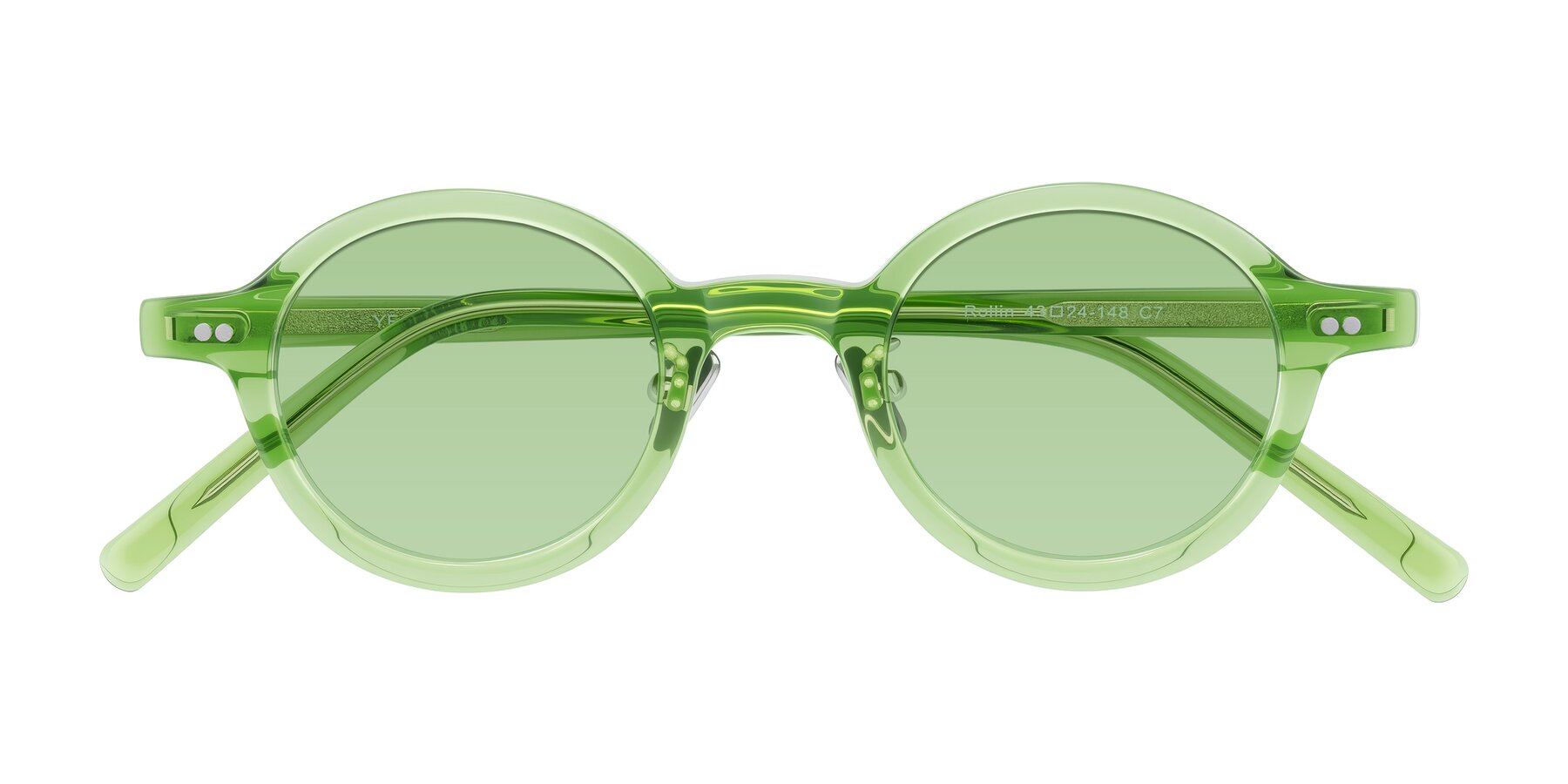 Folded Front of Rollin in Transparent Green with Medium Green Tinted Lenses
