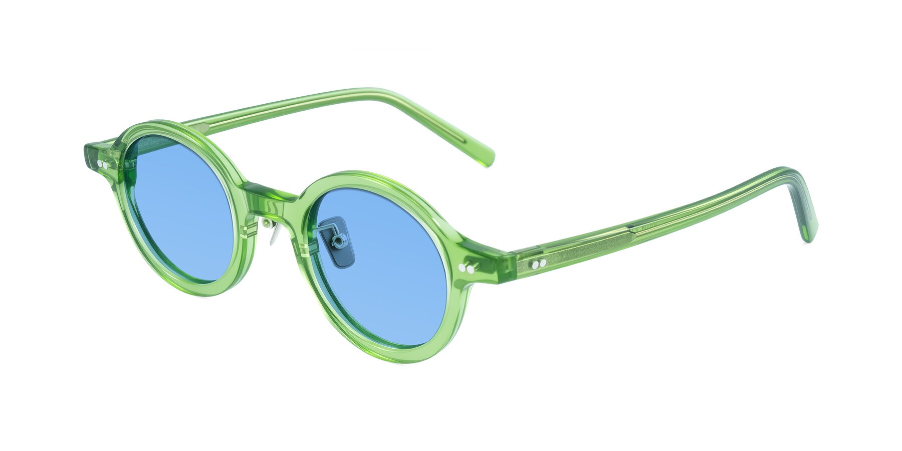 Angle of Rollin in Transparent Green with Medium Blue Tinted Lenses