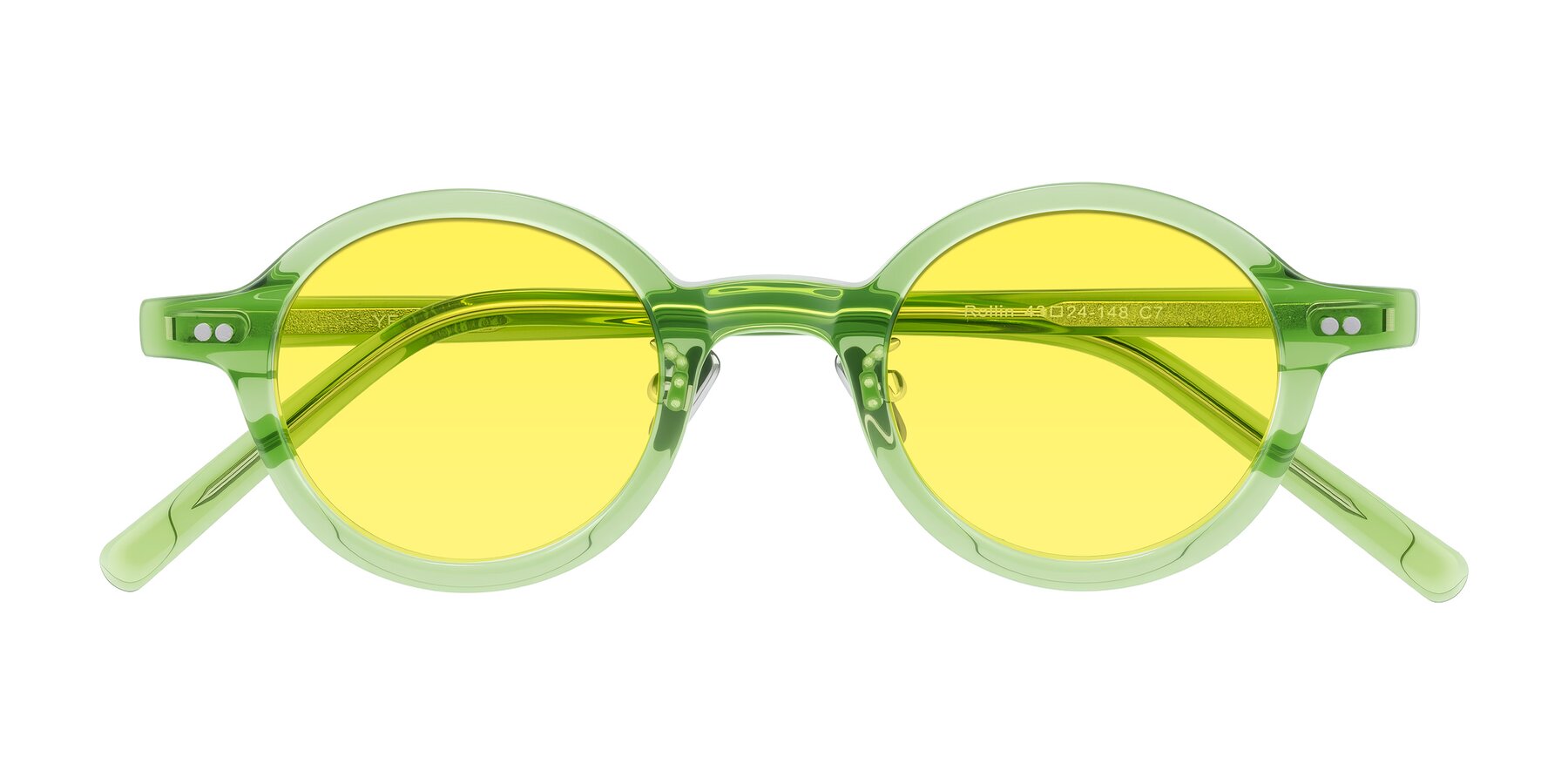 Folded Front of Rollin in Transparent Green with Medium Yellow Tinted Lenses