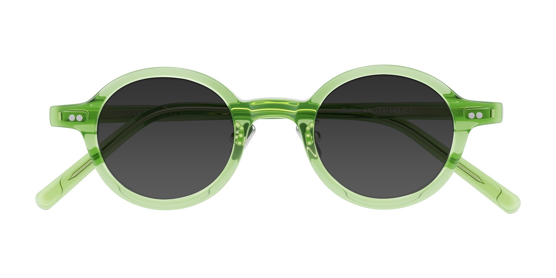 Folded Front of Rollin in Transparent Green with Gray Tinted Lenses